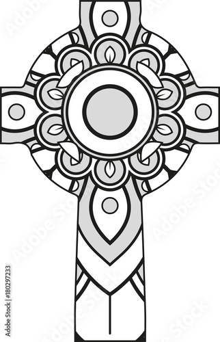 Download Vector illustration of a mandala cross silhouette - Buy ...