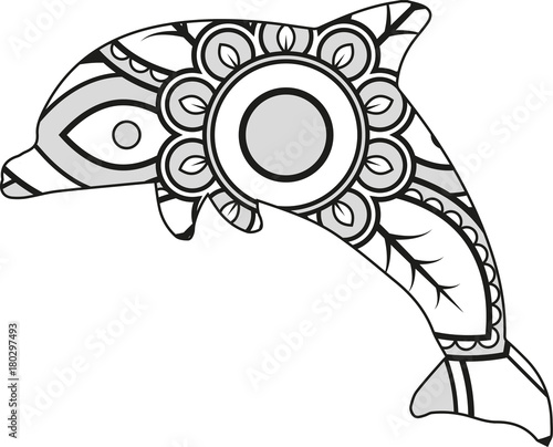Download Vector illustration of a mandala dolphin silhouette - Buy ...