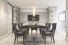 3d Rendering Dining Set In Modern Luxury Dining Room 