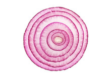 Sliced Red Onion Rings On A White Background. Top View.