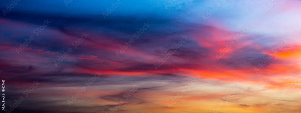 colorful cirrus cloud on twilight sky - obrazy, fototapety, plakaty 