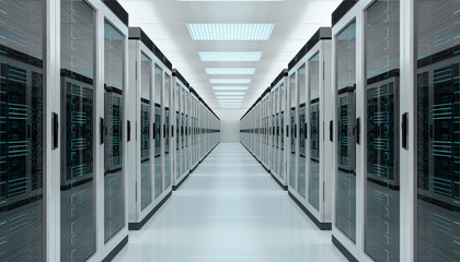 Fototapete - Server room data center interior 3D rendering