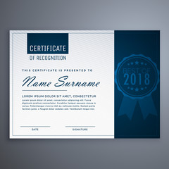 Wall Mural - clean blue certificate of appreciation template design
