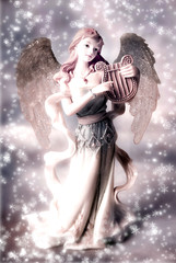 Wall Mural - christmas angel archangel with snowflakes in ild style coloring