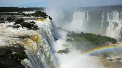 Wall Mural - General viewing of the impressive Iguazu Falls system in Brazil
