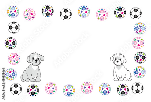 サッカーボールとかわいい犬のイラストのはがきテンプレート Buy This Stock Illustration And Explore Similar Illustrations At Adobe Stock Adobe Stock