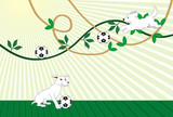 Fototapeta Dziecięca - サッカーボールと犬のイラストのはがきテンプレート