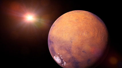 Wall Mural - the beautiful planet mars and the sun