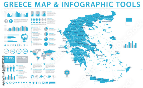 Fotografía Greece Map - Info Graphic Vector Illustration