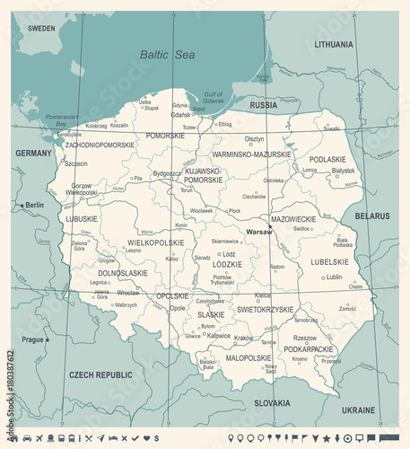  Fototapeta mapa Polski   mapa-polski-i-osciennych-panstw