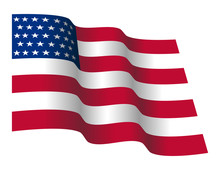 Waving Stars And Straps American Flag. Vector Illustration Of Flapping Flag Of United States Of America.
