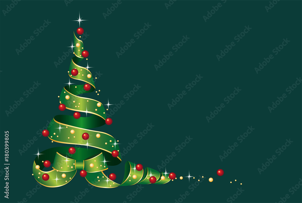 Weihnachtsbaum, Tannenbaum, Christbaum aus Schleife Weihnachtskarte dekorativ Vektor Illustration isoliert auf weißem Hintergrund Stock-vektor