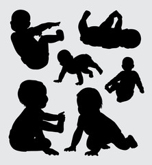 Wall Mural - babies action silhouette, good use for symbol, web icon, mascot, logo, sign, sticker, or any design you want. Easy to use.
