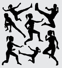 Sticker - martial art silhouette good use for symbol, logo, web icon, mascot, sticker, sign, or any design you want.
