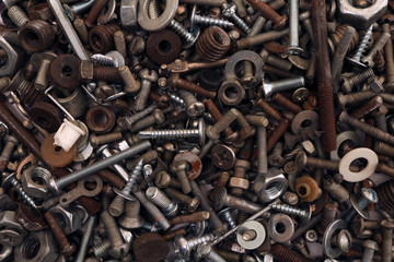 Poster - Abstract grunge metallic background. Old rusty screw. Building waste.