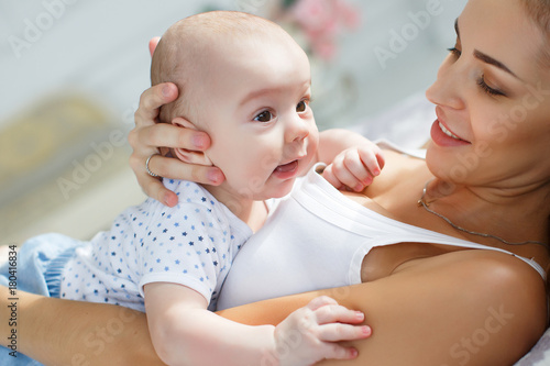 beautiful baby and mother