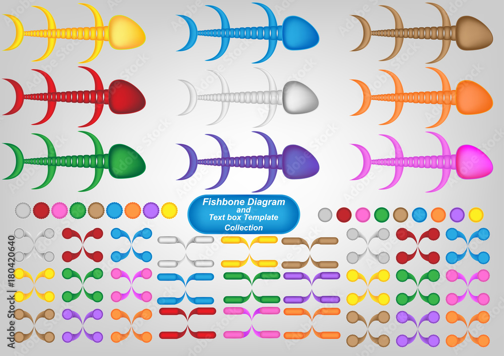 colorful fishbone diagram analysis chart. Business problem solving ...