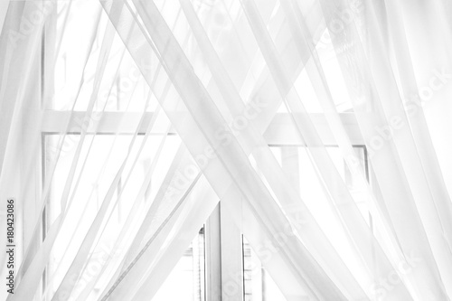 White Sheer Curtain Texture Background In Daylight Atmosphere Of