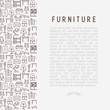 © AlexBlogoodf - Furniture concept with thin line icons of coach, bookcase, bed,  dresser, chair, lamp, floor hanger. Modern vector illustration for banner, web page, print media.