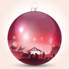 Christmas ball with nativity scene