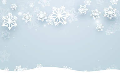 Poster - Merry Christmas and Happy new year with snowflakes background