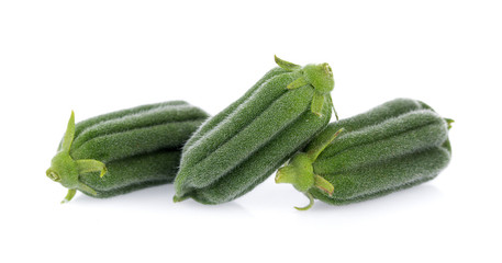 Wall Mural - fresh sesame pods isolated on white background