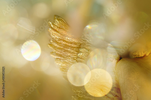 Fotografie, Obraz Goldener Engelsflügel/Engel in warmem Licht