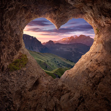 View From Heart Shape Cave To The Idyllic Mountain Scenery