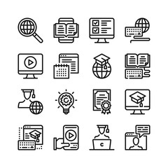 Wall Mural - online education line icons set. 48x48 px. e-learning, elearning, distance education concepts. moder