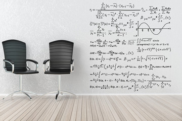 Wall Mural - Interior with office chairs and formulas