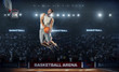 © masisyan - one basketball player jump in stadium panorama view