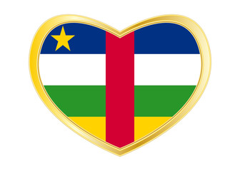 Sticker - Central African Republic flag in heart shape, gold