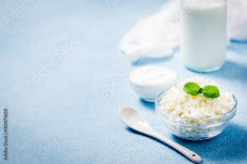Culinary Background Raw Dairy Products Milk Sour Cream Or Yogurt
