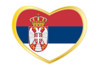 Poster - Flag of Serbia in heart shape, golden frame