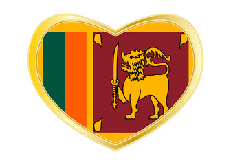 Canvas Print - Flag of Sri Lanka in heart shape, golden frame