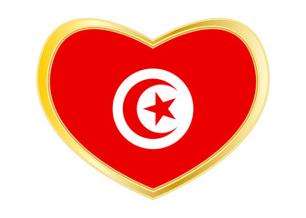 Canvas Print - Flag of Tunisia in heart shape, golden frame