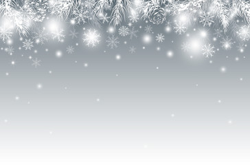 Wall Mural - christmas background design of pine leaves in the winter vector illustration