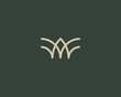 Universal linear logo design. Creative bull horns mark. Luxury letter w wings bird logotype.