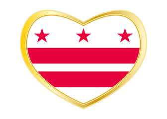 Canvas Print - Flag of Washington, D.C. in heart shape Gold frame