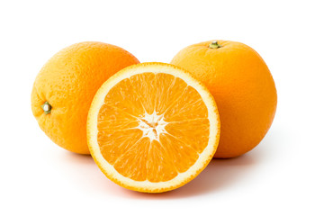 Wall Mural - Oranges on white background, isolated.