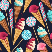 Seamless Pattern With Sweets