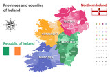 Fototapeta Mapy - Provinces and counties of Ireland vector map