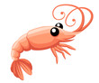 Shrimp silhouette. Isolated shrimp on white background cartoon character flat Web site page and mobile app design.