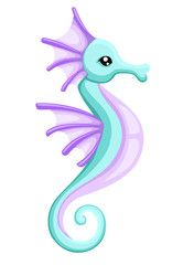 Wall Mural - Vector cute cartoon seahorse for your design isolated on white background Vector illustration Web site page and mobile app design