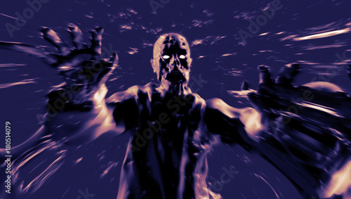 Plakat Atak demonów z otwartymi ramionami. 3D ilustracji.