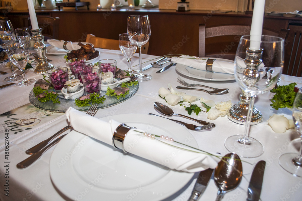 Photo Art Print Gedeckter Tisch Tafel Mit Kerzen Und Deko
