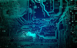 © elen31 - Circuit board. Electronic computer hardware technology. Motherboard digital chip. Tech science background. Integrated communication processor. Information engineering component.