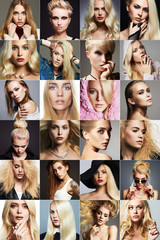Wall Mural - beauty blondes collage.faces of women
