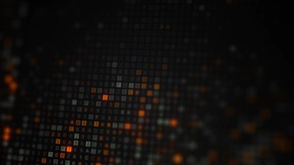 Wall Mural - scanning encrypted digital code on computer monitor. computer generated seamless loop animation rend