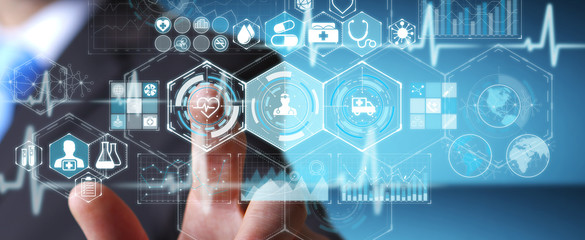 Aufkleber - Businessman using digital medical interface 3D rendering